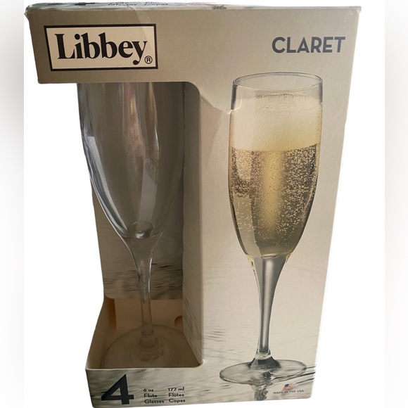 LIBBEY 6 oz Flute Glasses set of 4 - Picture 1 of 2
